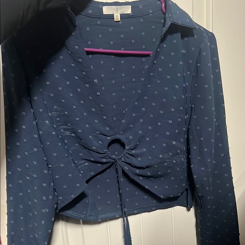 Women's Navy Blue Ruched Top
